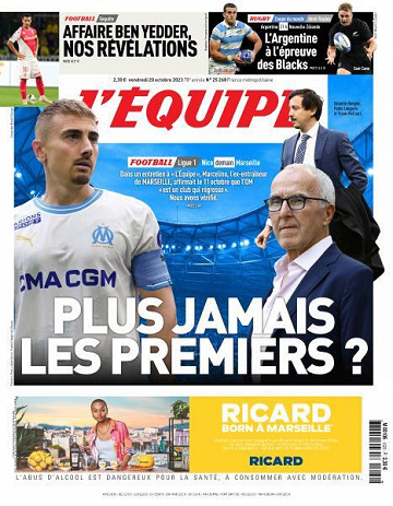 L’equipe du Vendredi 20 Octobre 2023