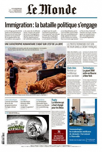 Le Monde du Jeudi 14 Septembre 2023